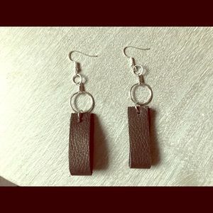 Black Leather Handmade Earrings